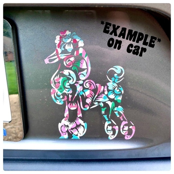 Lilly Pulitzer Fancy Poodle Decal, Original Design in Pink Roses 6โx5โ - Picture 3 of 7